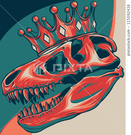 Vector skull of Tyrannosaurus rex with crown Vector skull of Tyrannosaurus rex with crown 115092416