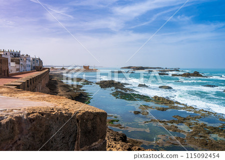 Enjoy views of the Atlantic Ocean from the historic fort. Essaouira. Enjoy views of the Atlantic Ocean from the historic fort. Essaouira. 115092454