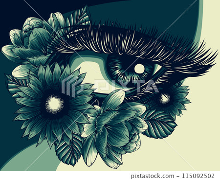 vector illustration of Beautiful eye with flower vector illustration of Beautiful eye with flower 115092502