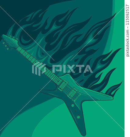 vector illustration of Burning electric guitar design 115092517