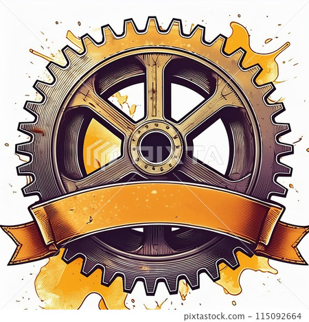 Gear Wheel With Ribbon. Generative AI 115092664
