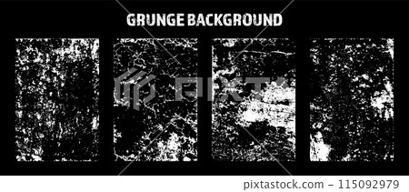 Grunge overlay texture. Old dirty concrete background with cracks and scratches. Distressed grainy surface. Vintage urban backdrop. Scraped and stained design element. Vector illustration 115092979