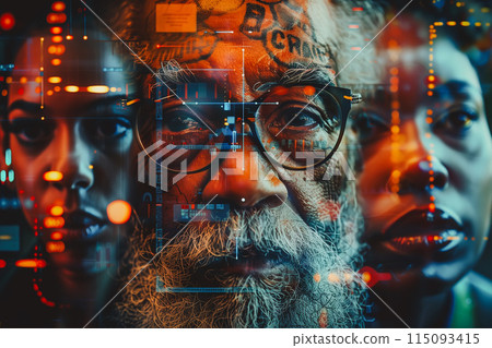 AI (Artificial Intelligence) concept. Deep learning. GUI (Graphical User Interface). 115093415