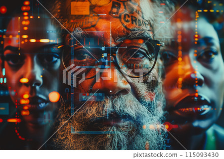 AI (Artificial Intelligence) concept. Deep learning. GUI (Graphical User Interface). 115093430
