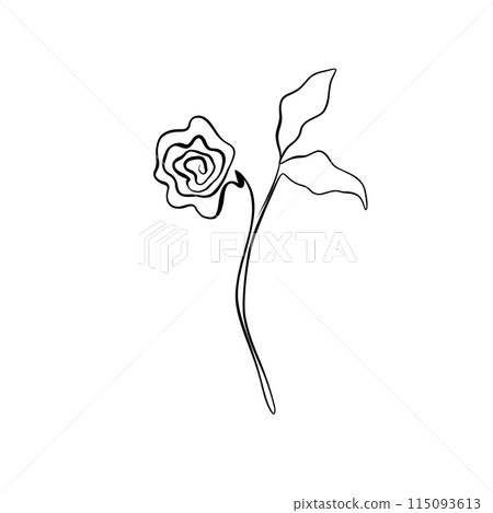One continuous drawing line. Printed decorative poster with overall rose flower 115093613