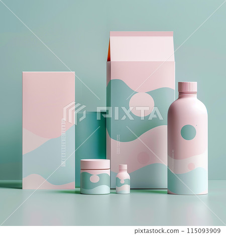 Cosmetic package mockup set. Set of containers for cosmetic products. 115093909