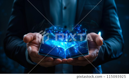 Businessman holding a foldable smartphone, technology concept Businessman holding a foldable smartphone, technology concept 115093925