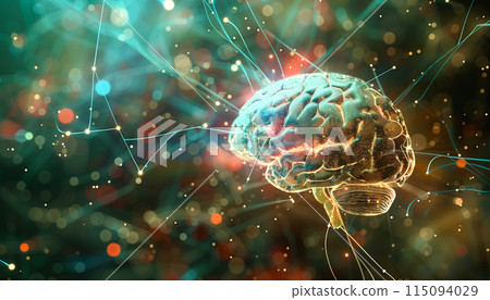 AI network of brain on business analysis, innovative and business growth development. 115094029