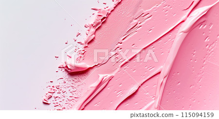 Beauty serum gel texture. Pink clear skincare cream with bubbles background. 115094159