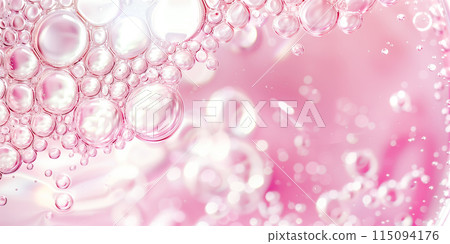Pink gel texture. Cosmetic clear liquid cream smudge. Transparent skin care product sample closeup. 115094176