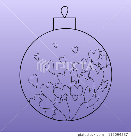 line art drawing of a Christmas ball, toy on the spruce for coloring 115094287
