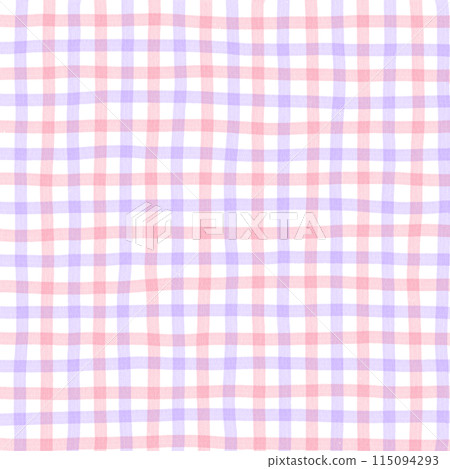 Pink Purple Plaid Gingham Check Hand Drawn Background 115094293