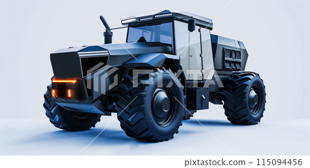 Modern Agriculture Tractor. A powerful vehicle used for various farm tasks, including plowing, tilling, planting, and transportation. 115094456