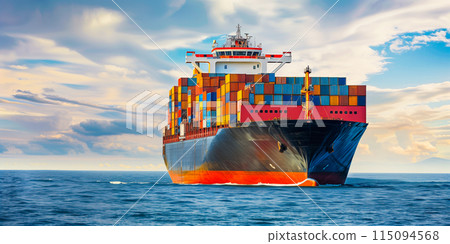 Cargo ship container in the ocean transportation, shipping freight transportation. 115094568