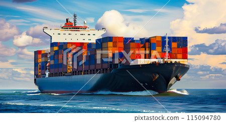 Cargo ship container in the ocean transportation, shipping freight transportation. Cargo ship container in the ocean transportation, shipping freight transportation. 115094780
