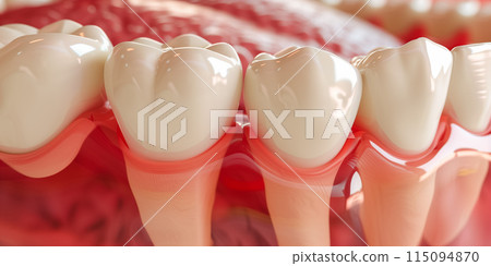 Close up of healthy teeth. Medically accurate 3D illustration of dental concept. 3D rendering. 115094870