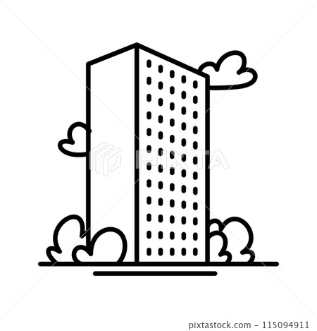 City buildings line icon. Office building, apartment house, business area. Urban life concept. Can be used for topics like town, big city, architecture or logo City buildings line icon. Office building, apartment house, business area. Urban life concept. Can be used for topics like town, big city, architecture or logo 115094911