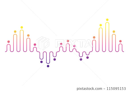 Color sound wave. Audio digital equalizer technology, musical pulse vector Illustration. Voice line waveform or volume level symbol. Curve radio wave Color sound wave. Audio digital equalizer technology, musical pulse vector Illustration. Voice line waveform or volume level symbol. Curve radio wave 115095153