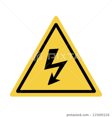 Danger warning board icon. Caution and dangerous area. Yellow sign for safety, hazard shock. Keep out caution warning and risk zone. Vector cartoon illustration 115095228