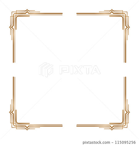 Art deco frame. Artwork graphic pattern in vintage style. Ornate wedding invitation element. Geometric vector border 115095256