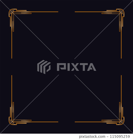 Art deco frame. Artwork graphic pattern in vintage style. Ornate wedding invitation element. Geometric vector border 115095259