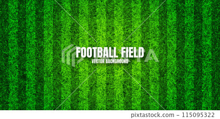 Soccer playing field with green grass. Football pitch background with stripes. Sports ground, stadium with fake or natural grass. Vector illustration Soccer playing field with green grass. Football pitch background with stripes. Sports ground, stadium with fake or natural grass. Vector illustration 115095322