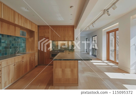 A Well-Furnished Living Room With Large Window 115095372
