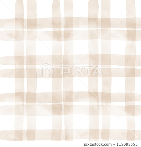 Brown Beige Plaid Gingham Check Hand Drawn Background Overlay 115095553