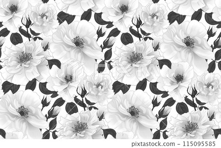 Seamless floral pattern for women with roses for surface design Seamless floral pattern for women with roses for surface design 115095585