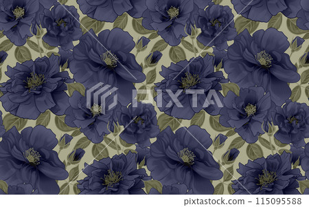 Seamless floral pattern for women with roses for surface design 115095588
