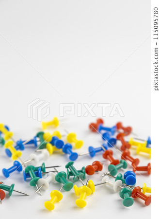 Sharp coir buttons.The concept of office pins. 115095780