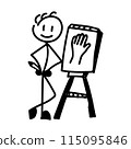 Man draws a hand in doodle style isolated on white background 115095846