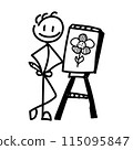 Man drawing a flower in doodle style isolated on white background 115095847