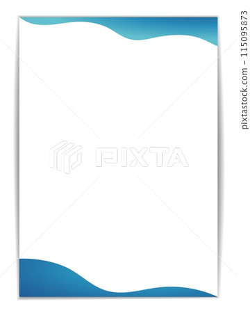 A4 invoice template with minimalist design. border gradient blue wave pattern at the top and bottom, adding an elegant touch. rest space is white, allowing for easy customization of invoice details 115095873