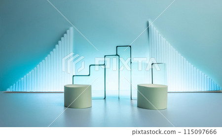 A graph showing rising stock prices in a futuristic trading room 115097666