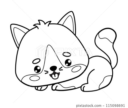 Cute cat. Outline drawing. Cartoon kawaii animal character. Vector illustration. Kids collection. Coloring book. Cute cat. Outline drawing. Cartoon kawaii animal character. Vector illustration. Kids collection. Coloring book. 115098691