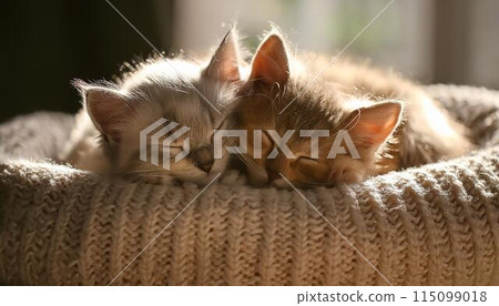 可愛的小貓擁抱睡覺 3 115099018