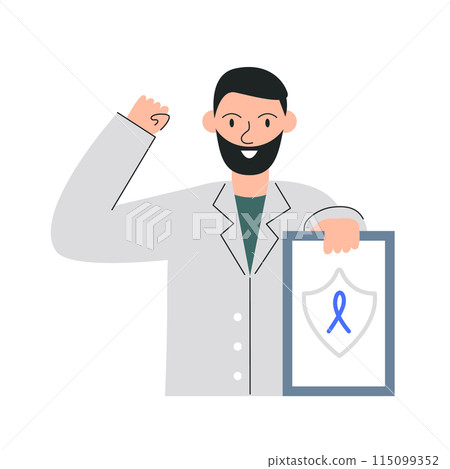 Flat vector man doctor urologist showing be strong Flat vector man doctor urologist showing be strong 115099352