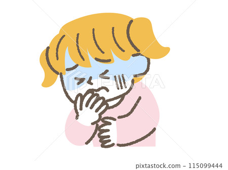 一個女孩感到噁心的插圖 一個女孩感到噁心的插圖 115099444