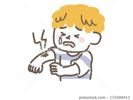 一個手臂受傷的男孩的插圖 一個手臂受傷的男孩的插圖 115099453