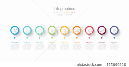Infographic 9 options design elements for your business data. Vector Illustration. Infographic 9 options design elements for your business data. Vector Illustration. 115099628