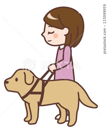 A blind woman with a guide dog A blind woman with a guide dog 115099959