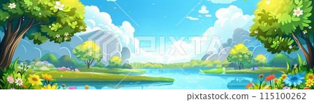 A large-format background with a spring and summer landscape. The awakening of Nature 115100262