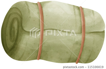 Sleeping bag camping watercolor illustration Sleeping bag camping watercolor illustration 115100819