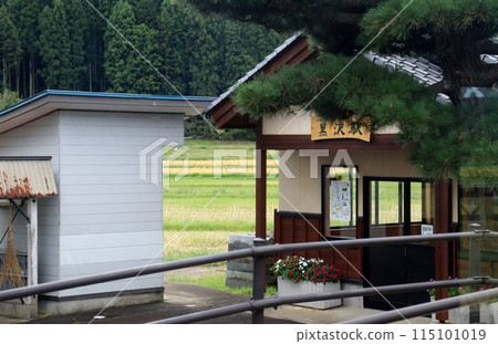 The Yuri Kogen Railway train runs through the countryside where rice harvesting has begun. The Yuri Kogen Railway train runs through the countryside where rice harvesting has begun. 115101019