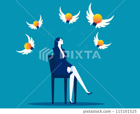 Light bulb positive with wing flying freedom from businessma. Freedom of thought concept vector 115101525