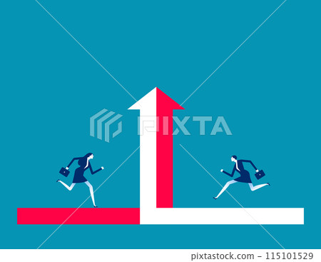Business partner running to join direction together to success target 115101529