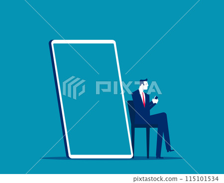 Businessman sitting with holding mobile phone and online transaction 115101534
