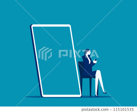 Businessman sitting with holding mobile phone and online transaction 115101535