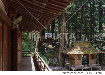 View of Tenjin Shrine from the main hall of Muroji Temple in Nara 115101781